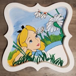 Hand painted Alice in wonderland wood art